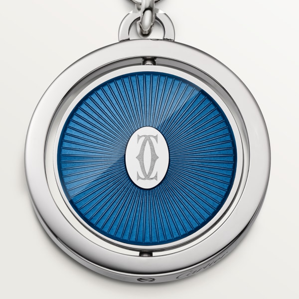 Double C de Cartier logo key ring Stainless steel, blue lacquer