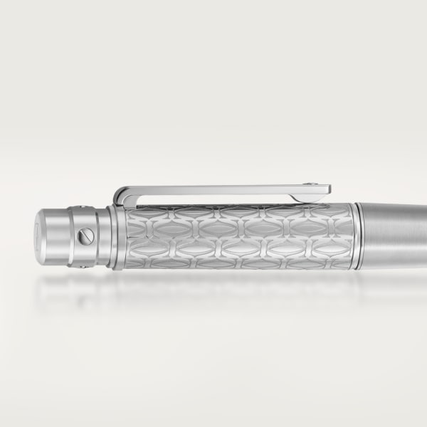 Santos de Cartier ballpoint pen Large model, brushed and engraved metal, palladium finish