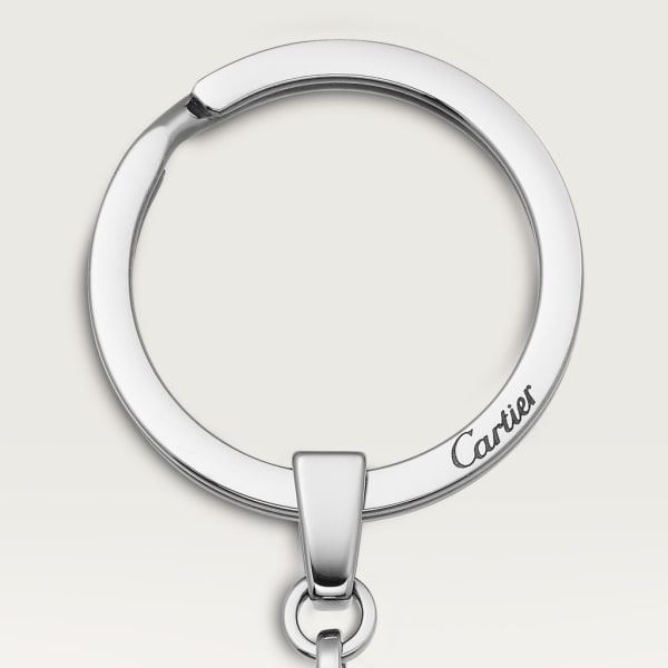 Pivoting double C décor key ring Stainless steel