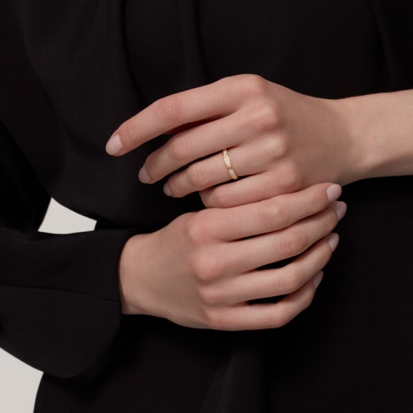 Love ring, mini model, paved Yellow gold, diamonds