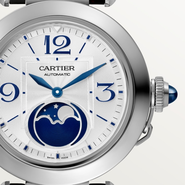 Pasha de Cartier watch 41 mm, automatic movement, steel, interchangeable leather straps