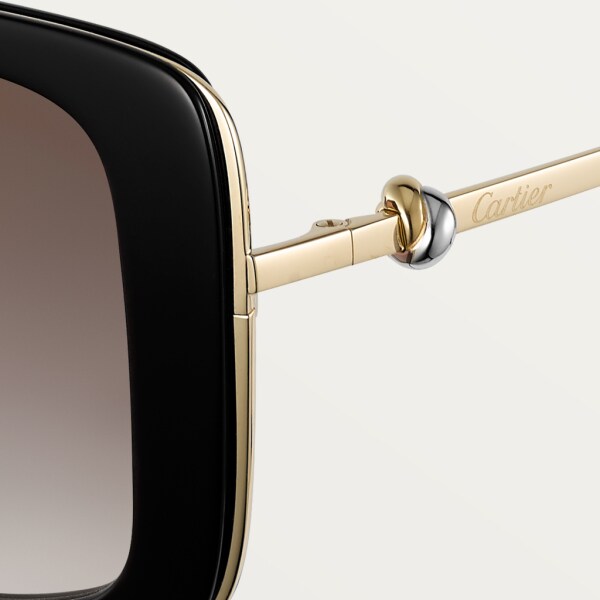 Trinity sunglasses Black composite, graduated grey lenses with golden flash
