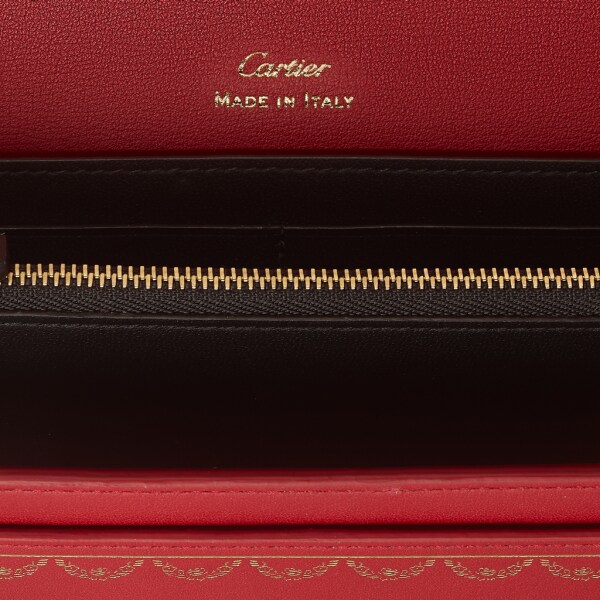 International Wallet with Flap, Guirlande de Cartier Red calfskin, golden finish