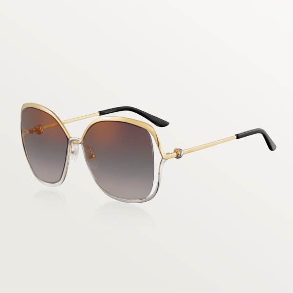 Trinity sunglasses Smooth golden-finish and platinum-finish metal, graduated grey lenses with golden flash