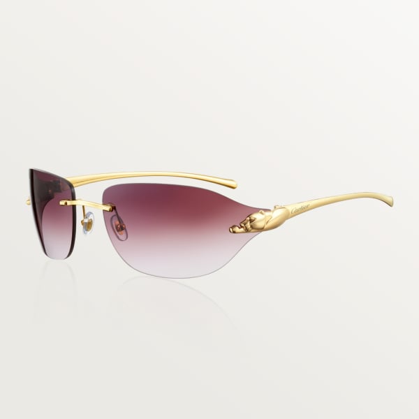 Panthère de Cartier sunglasses Metal, smooth golden finish, purple lenses