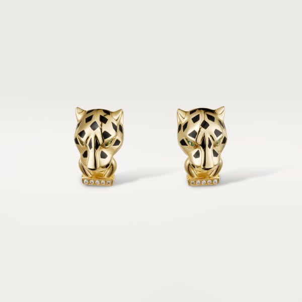 Panthère de Cartier earrings Yellow gold, lacquer, diamonds, tsavorite garnets, onyx