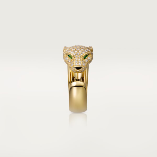 Panthère de Cartier ring, medium model, semi-paved Yellow gold, diamonds, emeralds, onyx