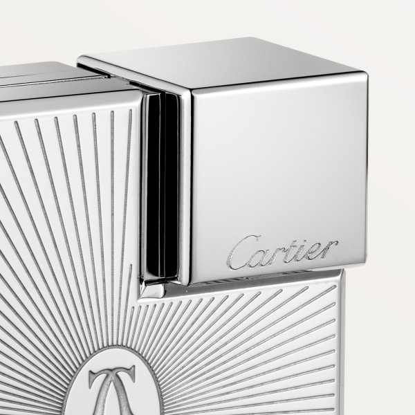 Double C de Cartier logo square lighter with Sunray motif in palladium finish Metal, palladium finish