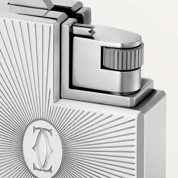 Double C de Cartier logo square lighter with Sunray motif in palladium finish Metal, palladium finish