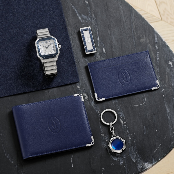 Santos de Cartier keyring Steel, blue resin