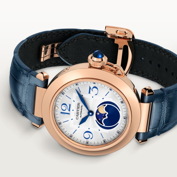 Pasha de Cartier watch 41 mm, automatic movement, rose gold, interchangeable leather straps