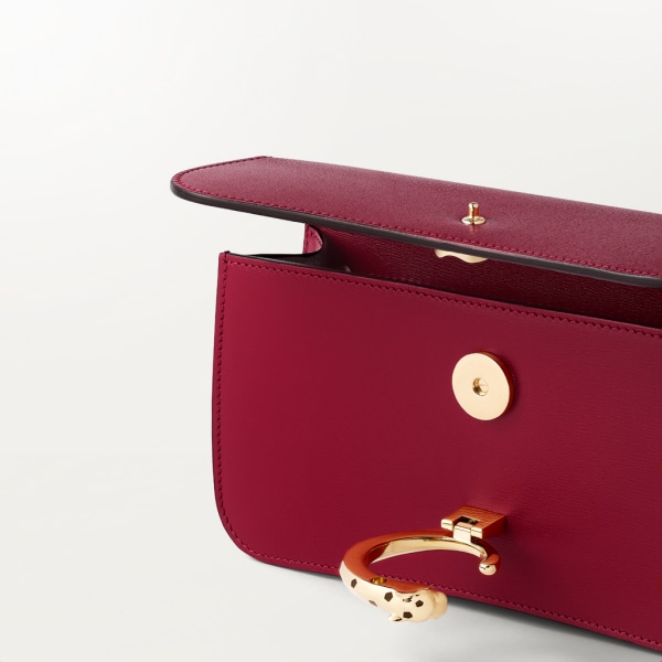 Mini chain bag, Panthère de Cartier Cherry red calfskin, gold and black enamel finish