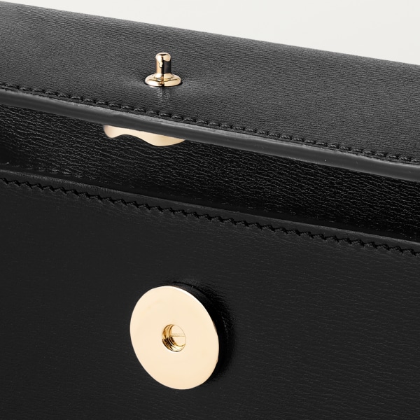 Mini chain bag, Panthère de Cartier Black calfskin, gold and black enamel finish