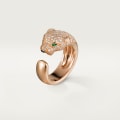 Panthère de Cartier ring, medium model, half-paved Rose gold, diamonds, emeralds, onyx