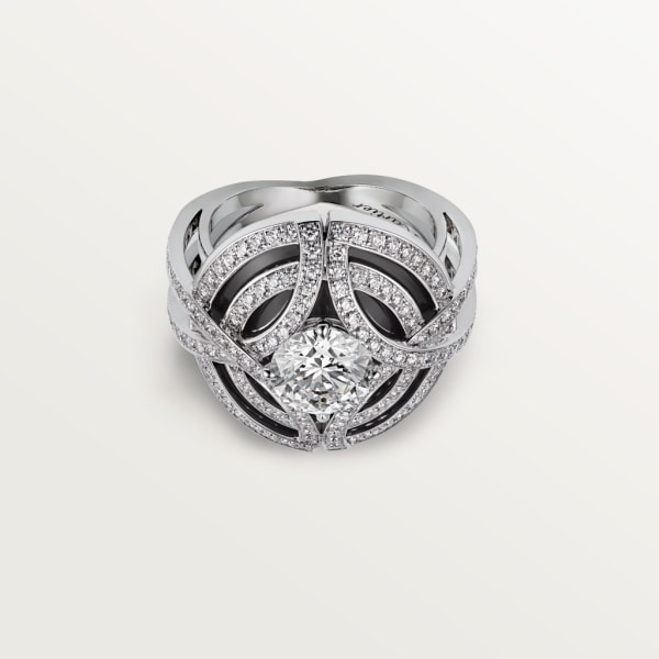 Galanterie de Cartier ring White gold, black lacquer, diamonds