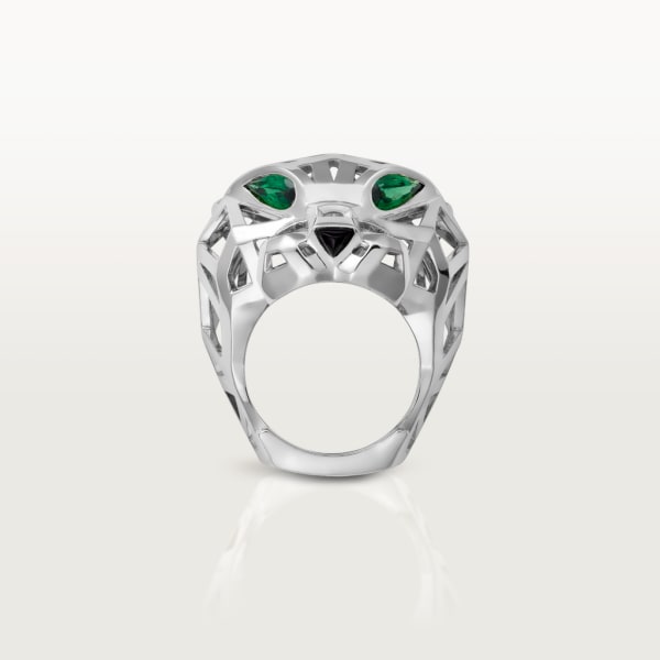 Panthère de Cartier ring Non-rhodium-finish white gold, tsavorite garnets, onyx