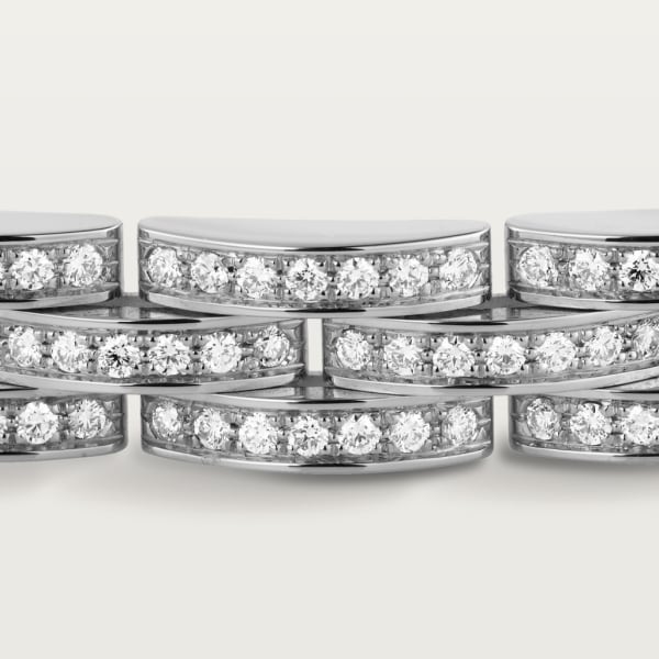 Maillon Panthère fine bracelet, 3 diamond-paved rows White gold, diamonds