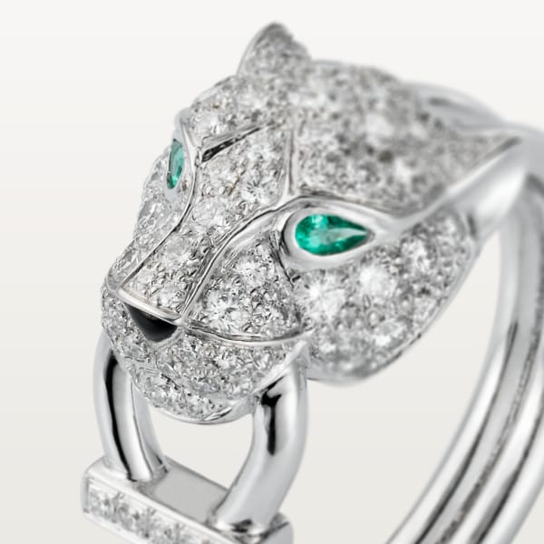 Panthère de Cartier ring, paved White gold, diamonds, emeralds, onyx