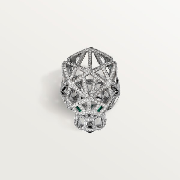 Panthère de Cartier ring, paved White gold, emeralds, onyx, diamonds