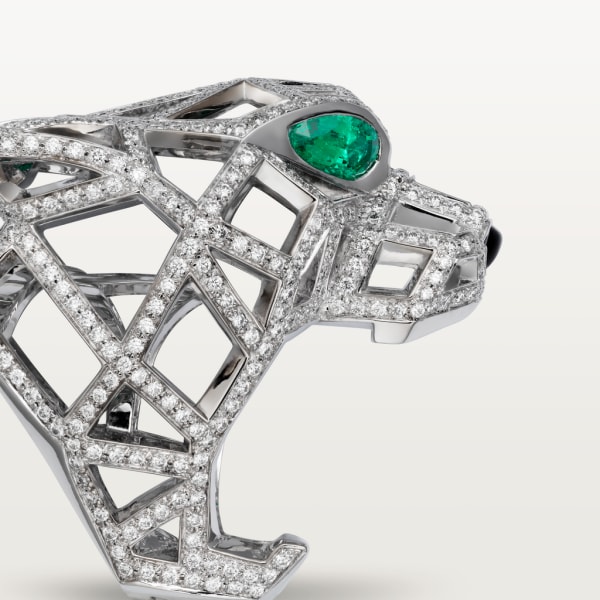 Panthère de Cartier ring, paved White gold, emeralds, onyx, diamonds