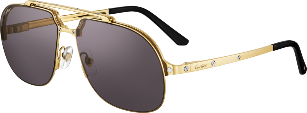 Santos de Cartier SunglassesSmooth and brushed golden-finish metal, grey lenses