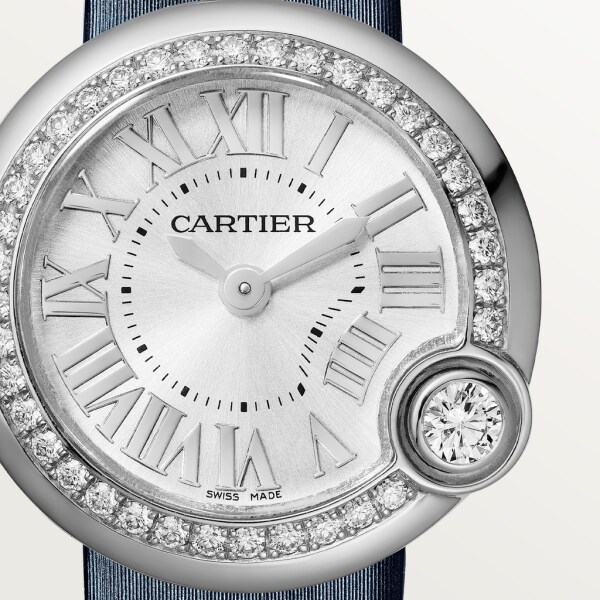 Ballon Blanc de Cartier watch 26 mm, steel, diamonds, leather