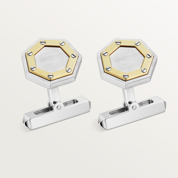 Santos de Cartier nut motif cufflinks Sterling silver and yellow gold, palladium finish