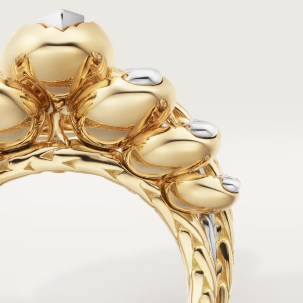 Grain de Café ring, diamonds Yellow gold, white gold, diamonds