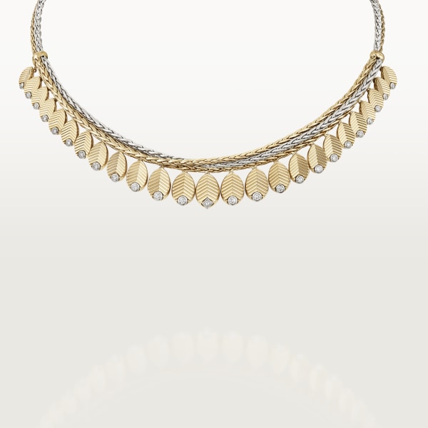 Grain de Café necklace, diamonds Yellow gold, white gold, diamonds
