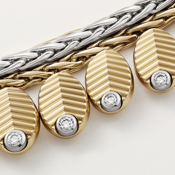 Grain de Café necklace, diamonds Yellow gold, white gold, diamonds