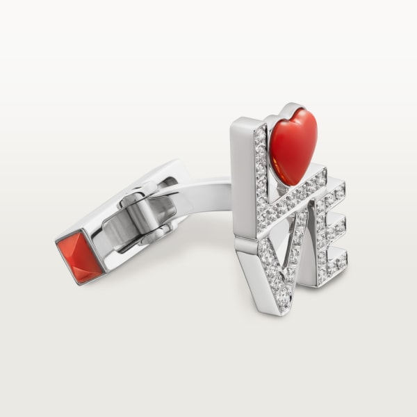 Love Motif cufflinks White gold, coral and diamonds