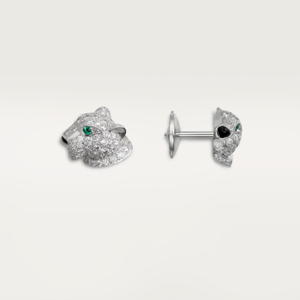 Panthère de Cartier earrings White gold, diamonds, emeralds, onyx