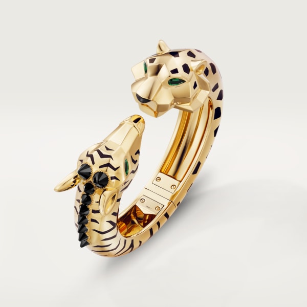 Indomptables de Cartier bracelet Yellow gold, onyx, black lacquer, tsavorite garnets