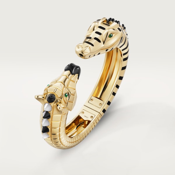 Indomptables de Cartier bracelet Yellow gold, onyx, moonstone, black lacquer, tsavorite garnets