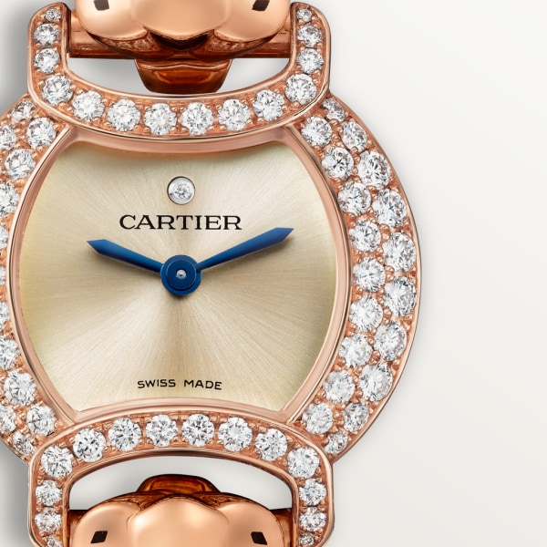 La Panthère de Cartier watch 22.2 mm, quartz movement, rose gold, diamonds, metal strap