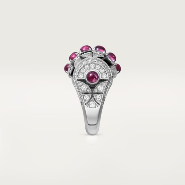 Beautés du Monde ring, rubellite, paved White gold, rubellite, onyx, diamonds