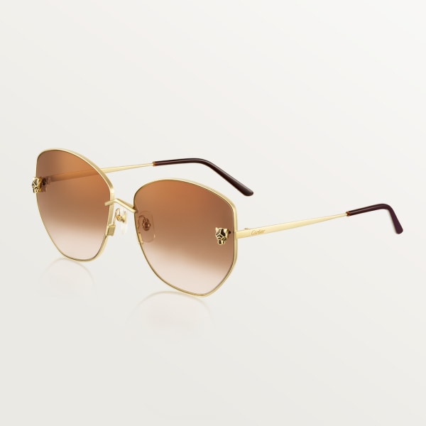 CRESW00619 Panthere de Cartier Sunglasses Smooth golden finish metal graduated brown lenses with golden flash Cartier