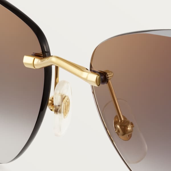 Panthère de Cartier Sunglasses Smooth golden-finish metal, grey lenses with golden flash