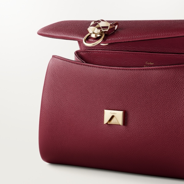 Panthère de Cartier bag, chain bag, small model Burgundy calfskin, golden finish