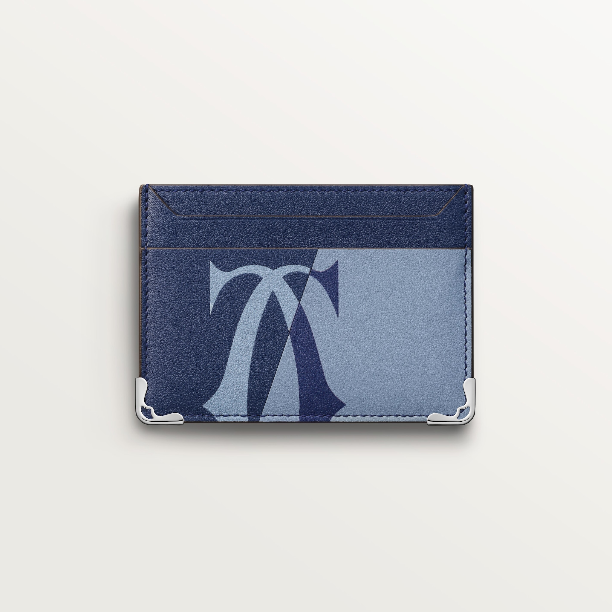 Double card holder, Must de CartierDeep blue and cloud grey smooth calfskin, palladium finish