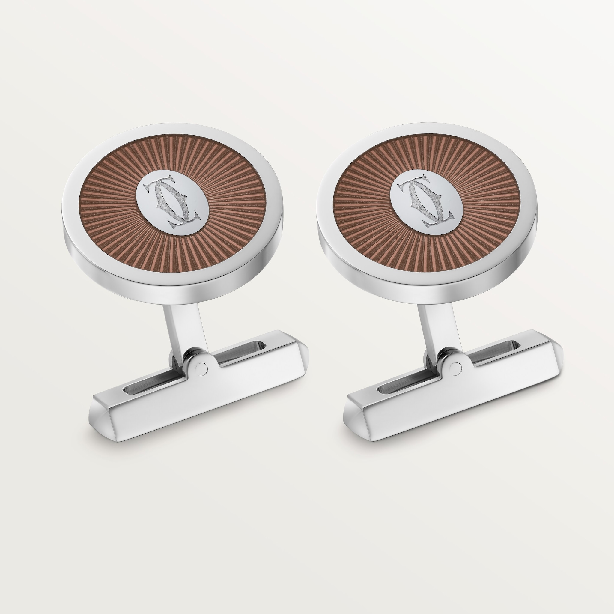 Double C de Cartier cufflinksSterling silver, palladium finish, translucent brown lacquer