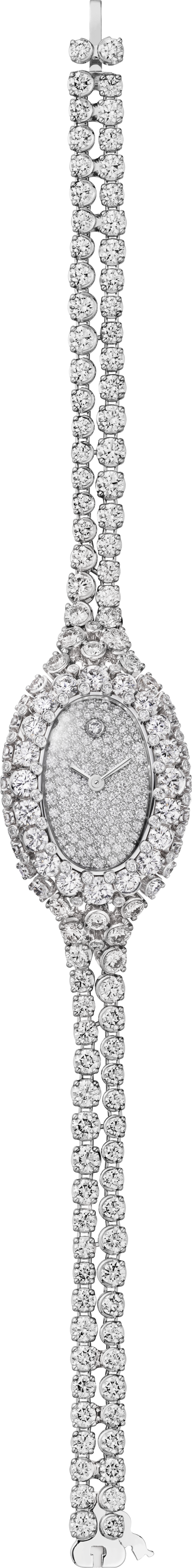 Baignoire jewellery watch Mini model, quartz movement, white gold, diamonds