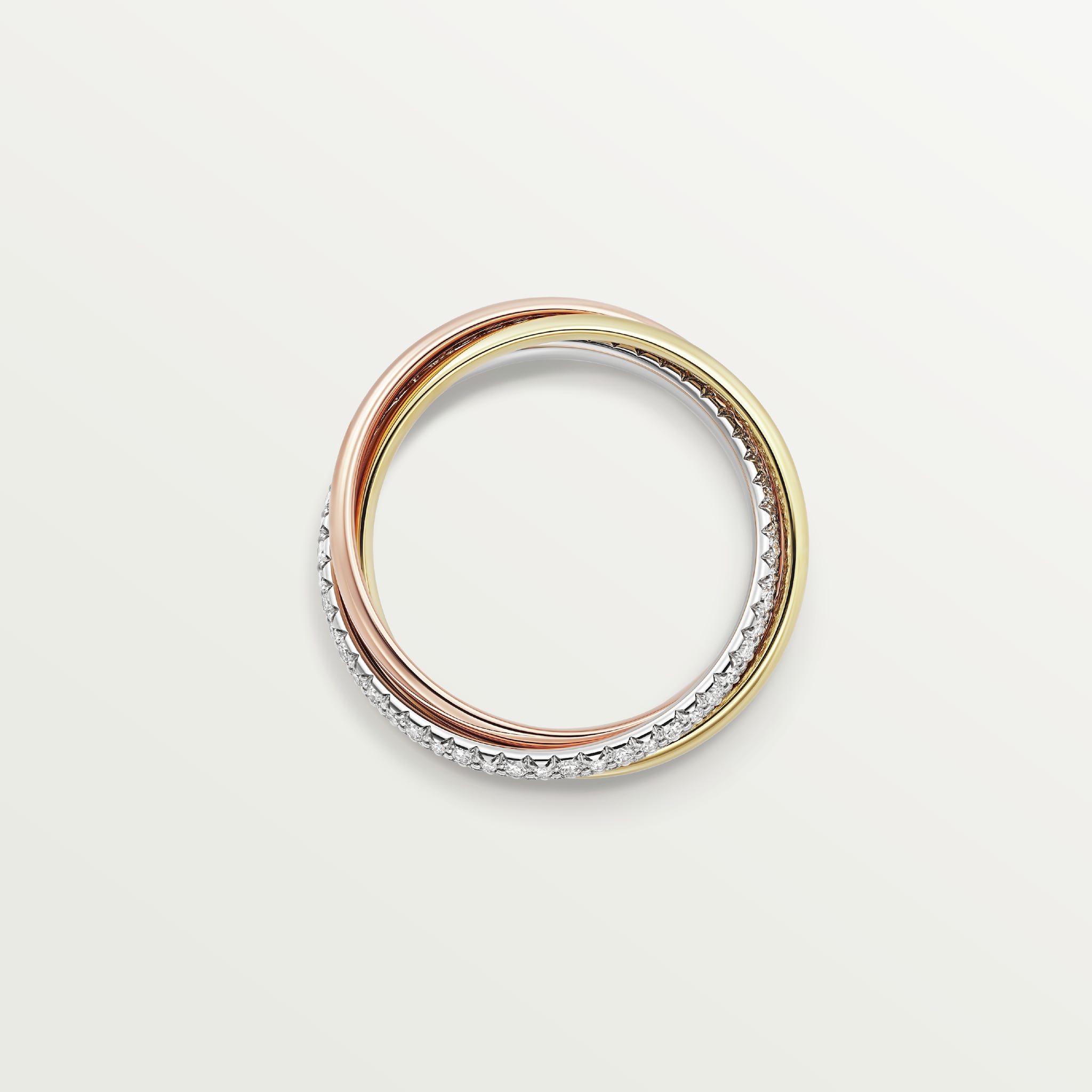 Trinity ring, small model, semi-pavedWhite gold, yellow gold, rose gold, diamonds