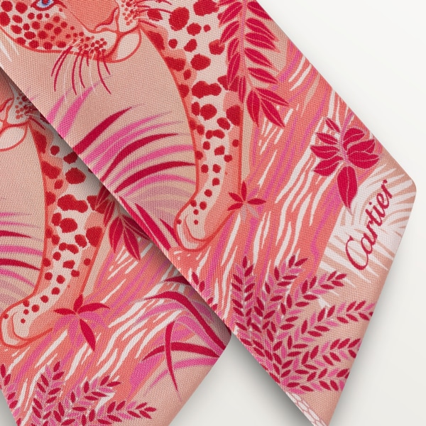 Fauna and flora headband Pink silk twill