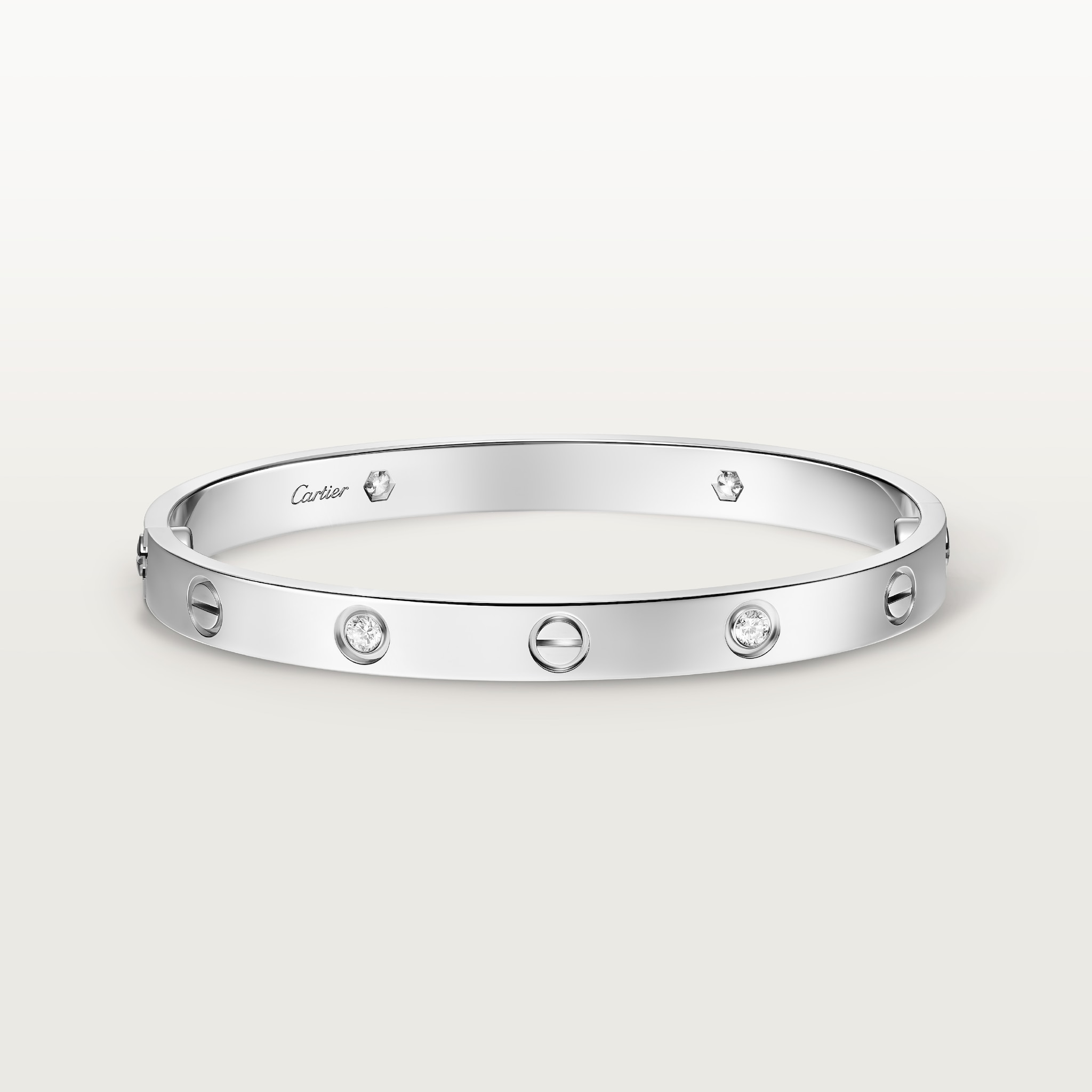 Love bracelet, classic model, 4 diamondsWhite gold, diamonds