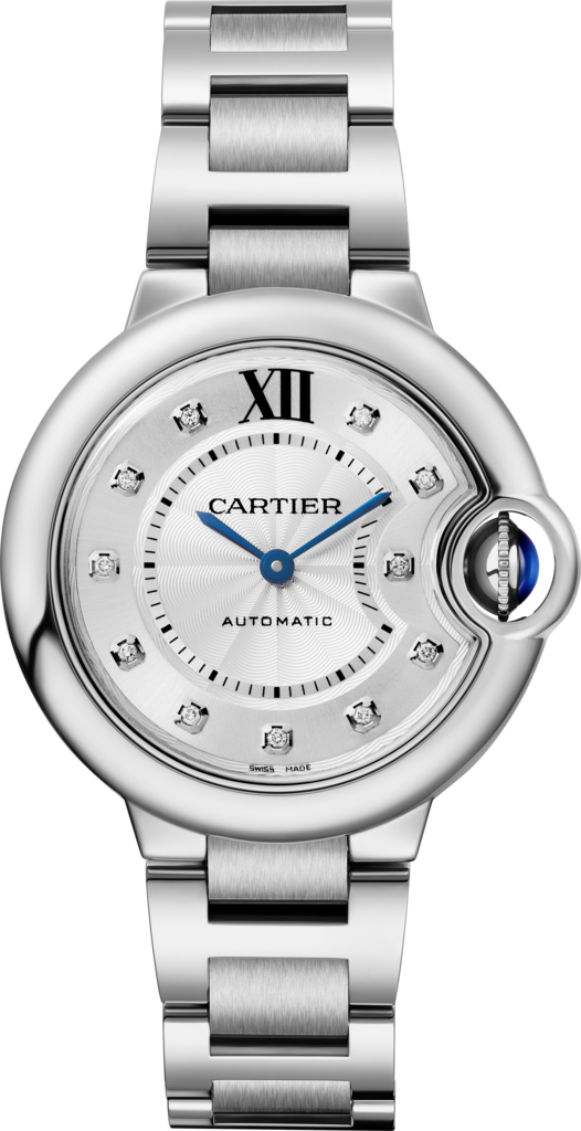 Ballon Bleu de Cartier watch33 mm, mechanical movement with automatic winding, steel, diamonds