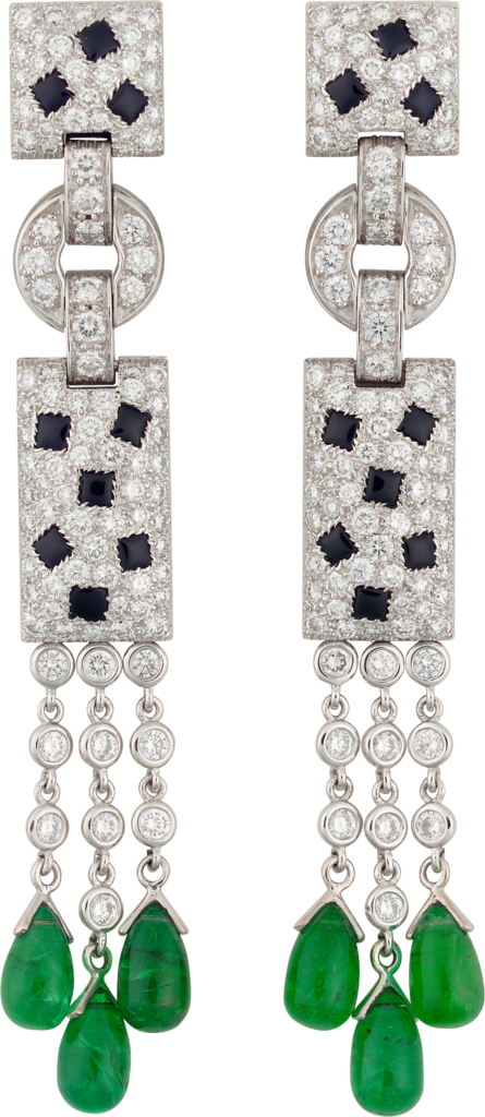 Panthère de Cartier earringsWhite gold, emeralds, onyx, diamonds