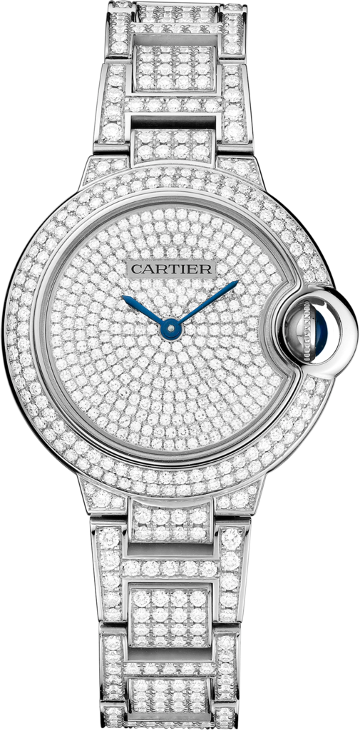 Ballon Bleu de Cartier watch33mm, automatic movement, white gold, diamonds