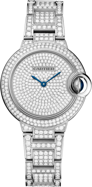Ballon Bleu de Cartier watch 33mm, automatic movement, white gold, diamonds