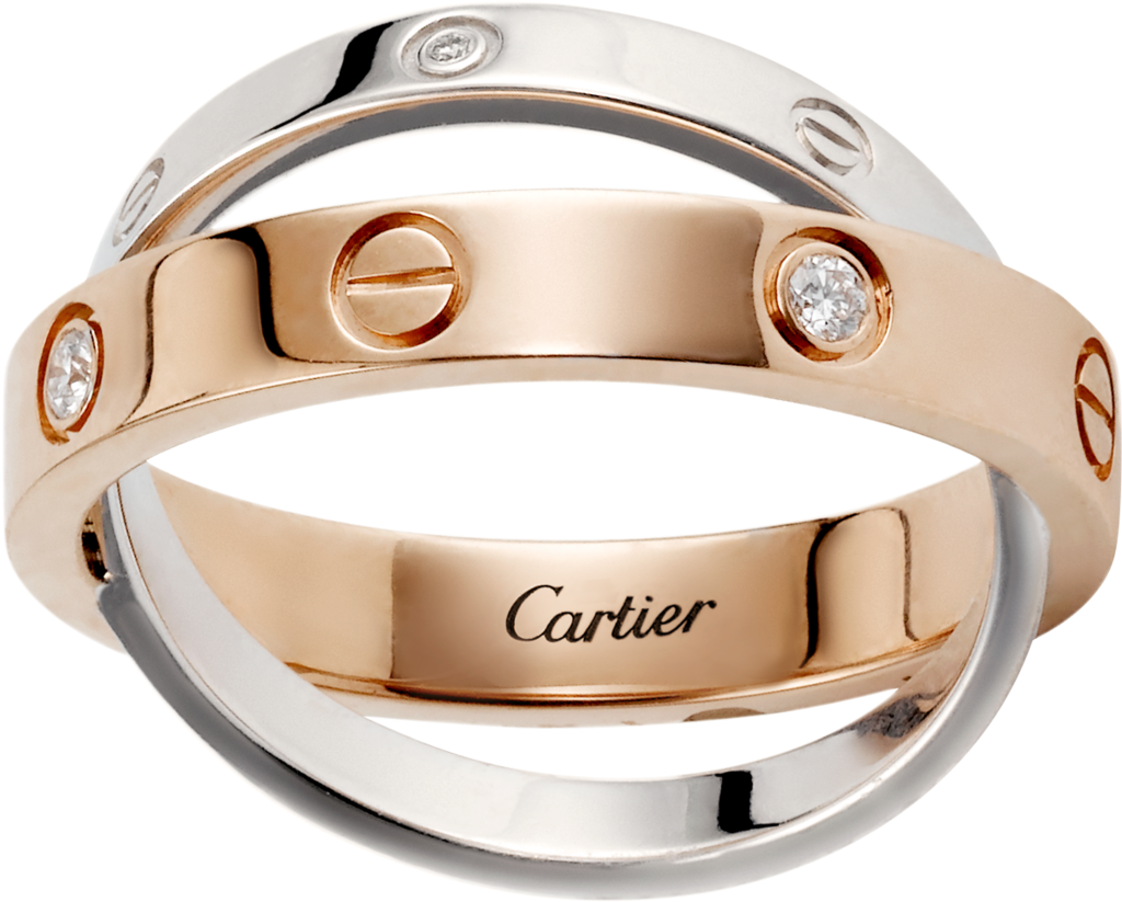 CRB4094300 - LOVE ring, 6 diamonds - Rose gold, white gold, diamonds